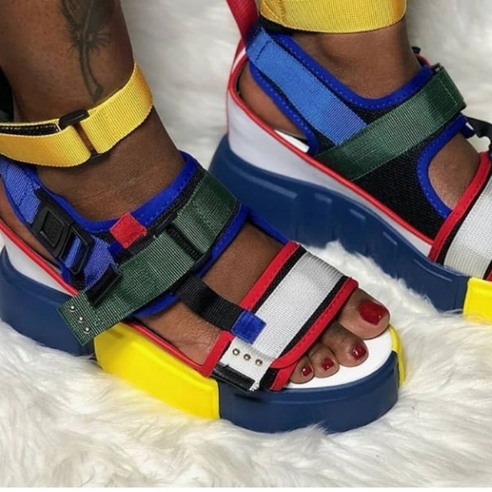 Multicolored platform shoes size11 Euro 42